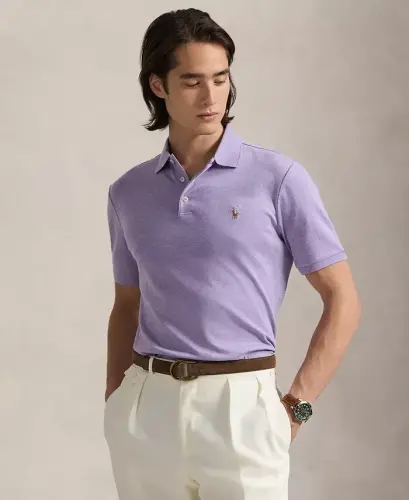 Men's Custom Slim Fit Soft Cotton Polo Shirt-Amethyst Heather - 4