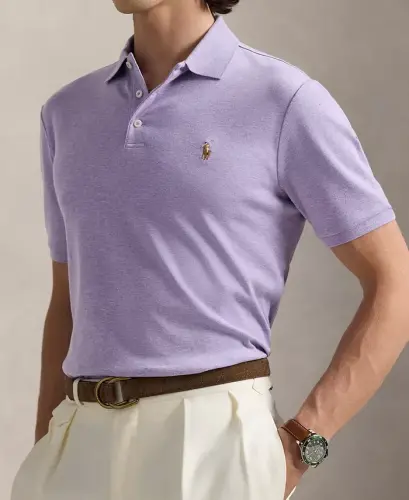 Men's Custom Slim Fit Soft Cotton Polo Shirt-Amethyst Heather - 5
