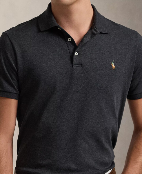 Men's Custom Slim Fit Soft Cotton Polo Shirt Black Marl Heather - 3