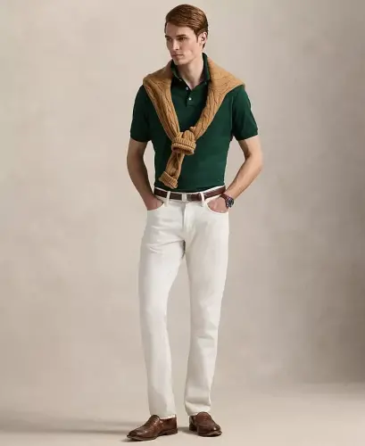 Men's Custom Slim Fit Soft Cotton Polo Shirt - Green - POLO RALPH LAUREN (1)