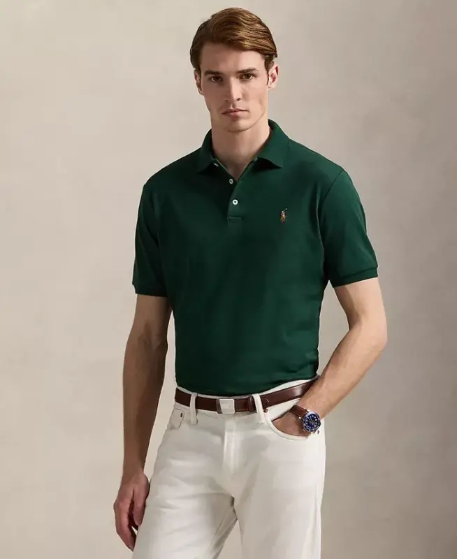 Men's Custom Slim Fit Soft Cotton Polo Shirt - Green - 1