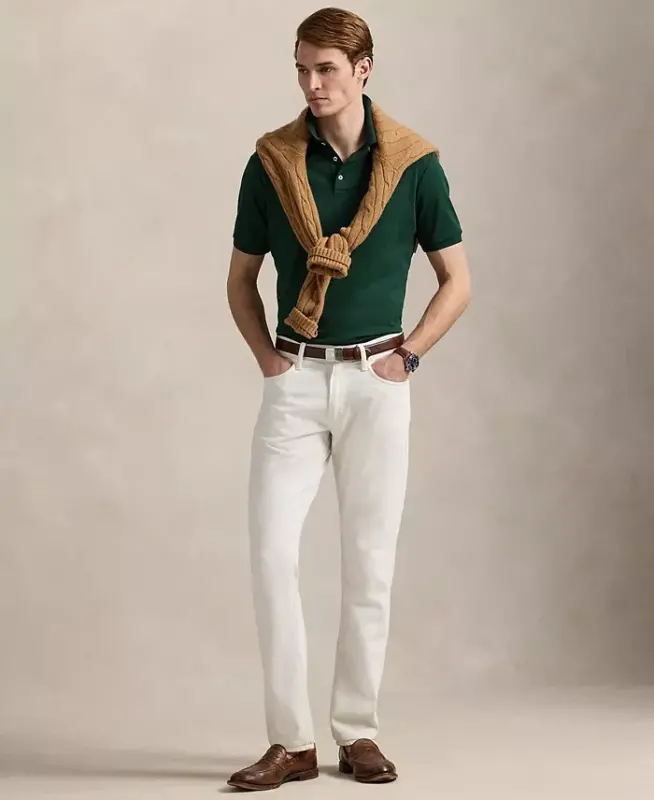 Men's Custom Slim Fit Soft Cotton Polo Shirt - Green - 2