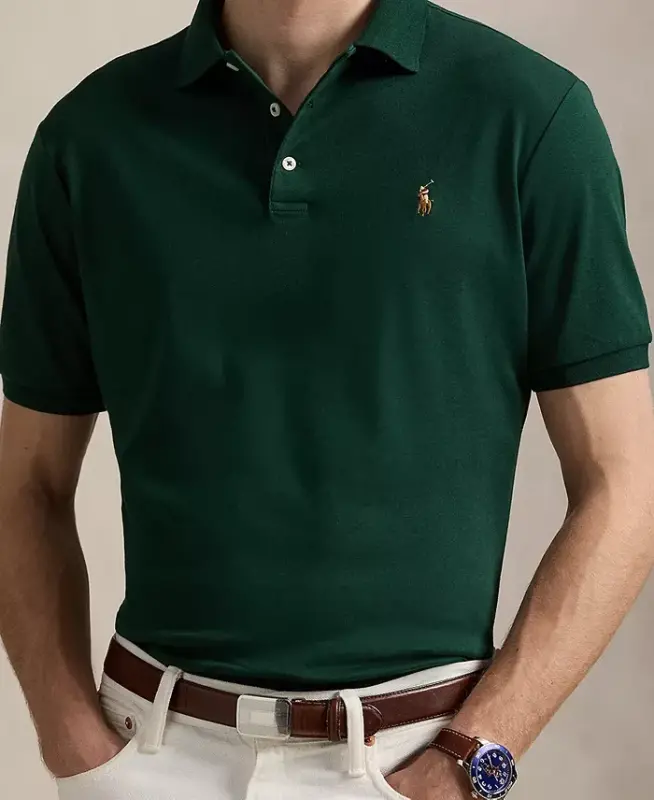 Men's Custom Slim Fit Soft Cotton Polo Shirt - Green - 3