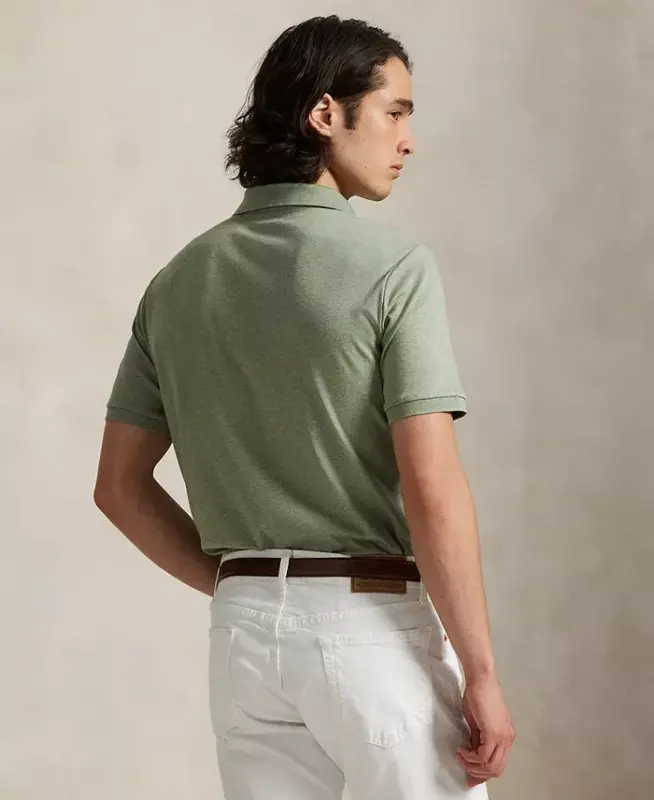 Men's Custom Slim Fit Soft Cotton Polo Shirt - Greenery Heather - 2