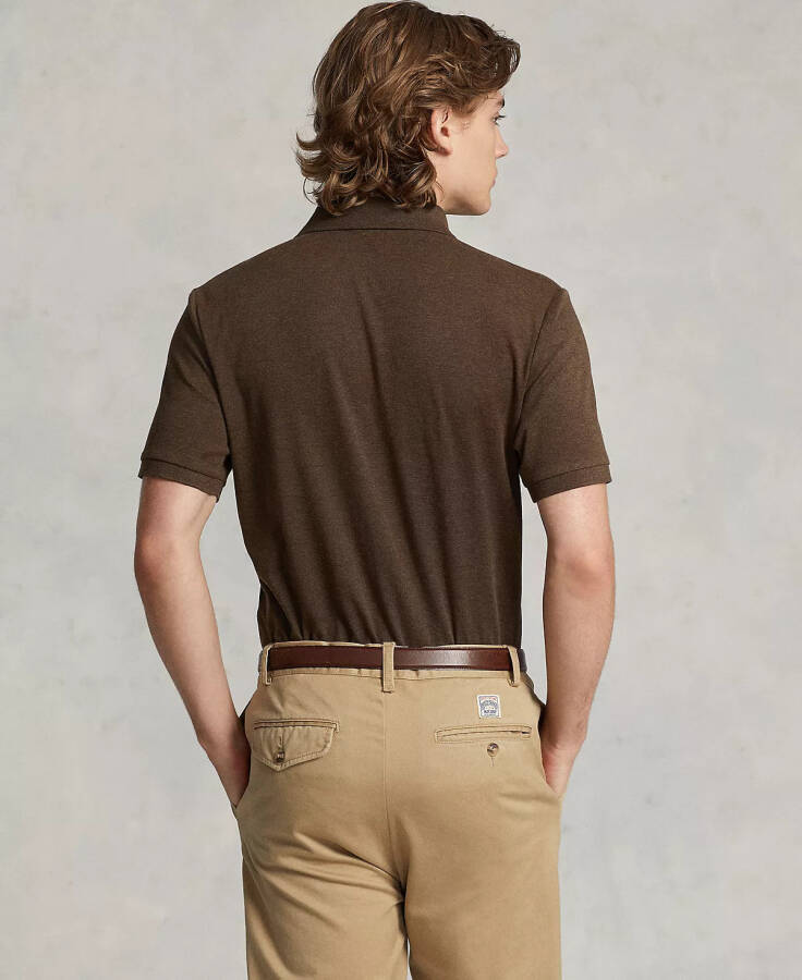Men's Custom Slim Fit Soft Cotton Polo Shirt Nutmeg Brown Heather - 2
