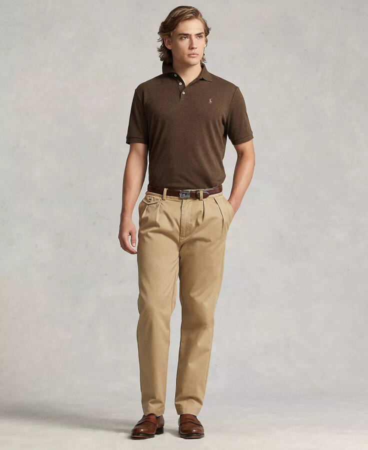 Men's Custom Slim Fit Soft Cotton Polo Shirt Nutmeg Brown Heather - 4