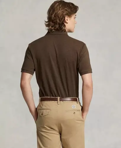 Men's Custom Slim Fit Soft Cotton Polo Shirt - Nutmeg Brown Heather - POLO RALPH LAUREN (1)