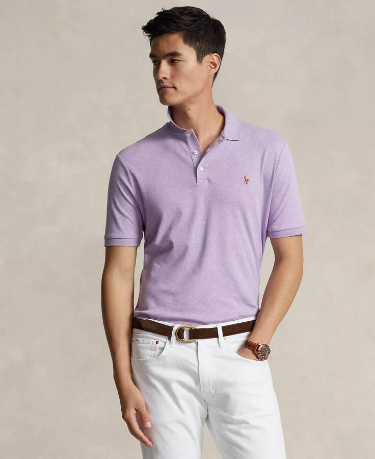 Men's Custom Slim Fit Soft Cotton Polo Shirt Pastel Purple Heather - 1