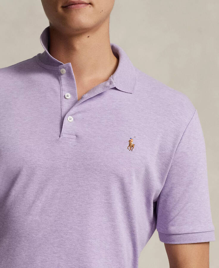 Men's Custom Slim Fit Soft Cotton Polo Shirt Pastel Purple Heather - 3