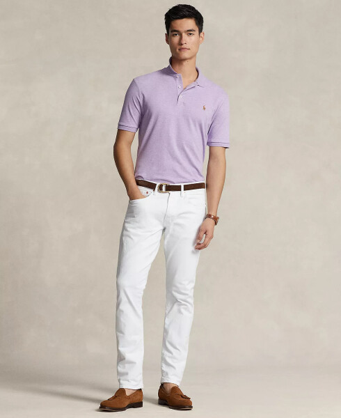 Men's Custom Slim Fit Soft Cotton Polo Shirt Pastel Purple Heather - 4