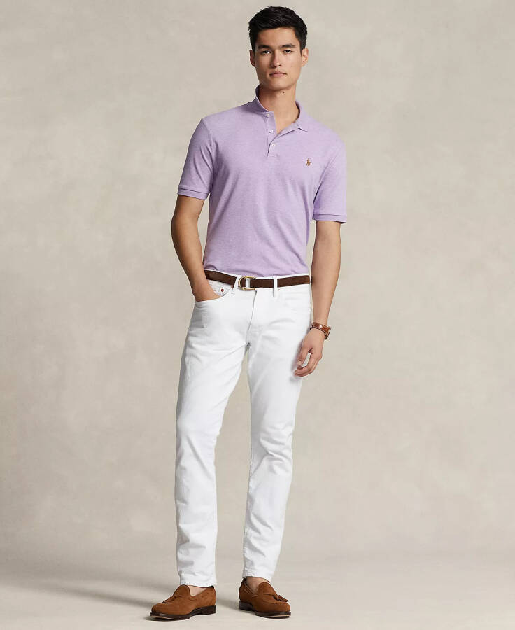 Men's Custom Slim Fit Soft Cotton Polo Shirt Pastel Purple Heather - 4
