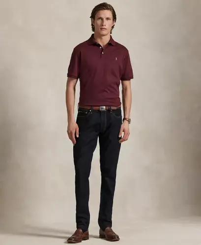 Men's Custom Slim Fit Soft Cotton Polo Shirt - Spring Wine Heather - POLO RALPH LAUREN (1)