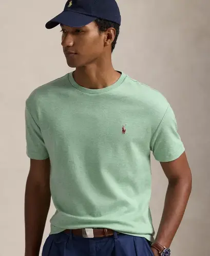 Men's Custom Slim Fit Soft Cotton T-Shirt-Celadon Heather - 3