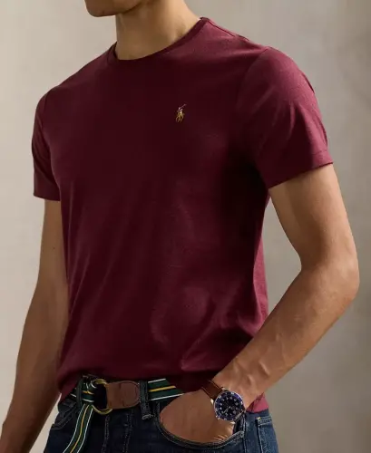 Men's Custom Slim-Fit Soft Cotton T-Shirt - Spring Wine Heather - 3