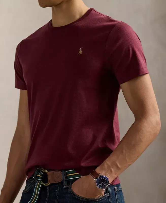 Men's Custom Slim-Fit Soft Cotton T-Shirt - Spring Wine Heather - 3