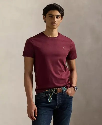 Men's Custom Slim-Fit Soft Cotton T-Shirt - Spring Wine Heather - 1