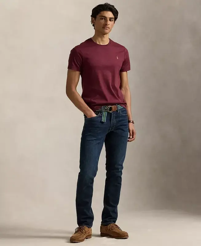 Men's Custom Slim-Fit Soft Cotton T-Shirt - Spring Wine Heather - 4