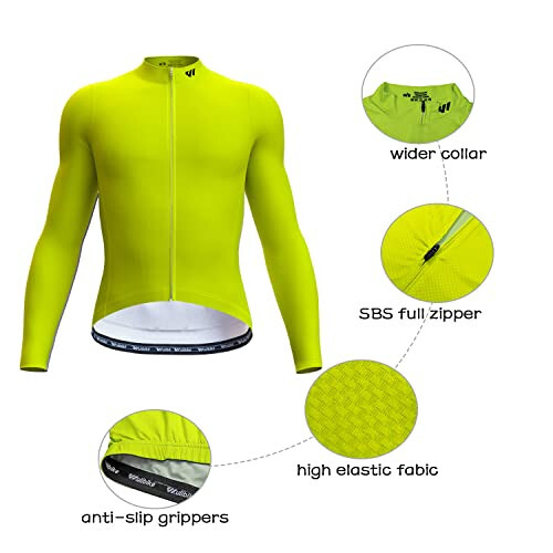 Men's Cycling Jerseys Long Sleeve Bike Biking Shirts Full Zip with Pockets Road Bicycle Clothing - 4