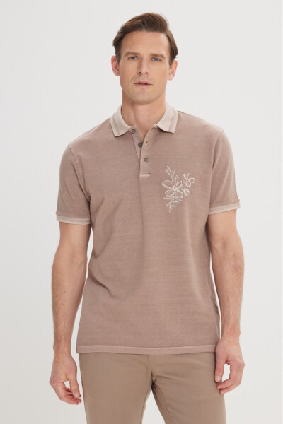 Men's Dark Beige Slim Fit Cotton Polo Shirt - ALTINYILDIZ CLASSICS
