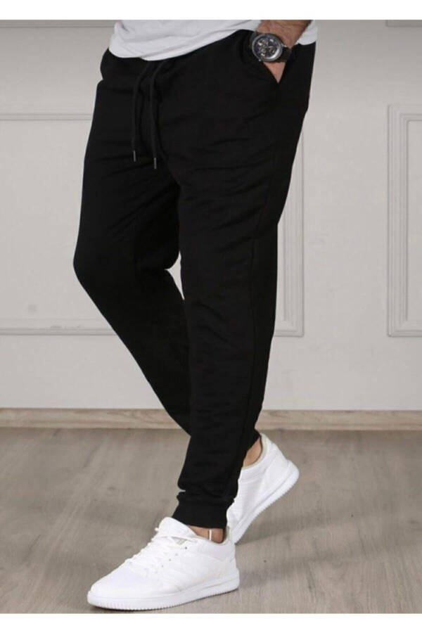 Men's Dark Black Jogger Sweatpants - 2