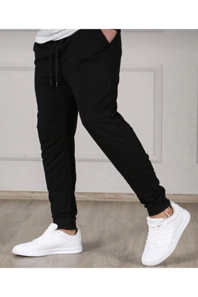 Men's Dark Black Jogger Sweatpants - 3