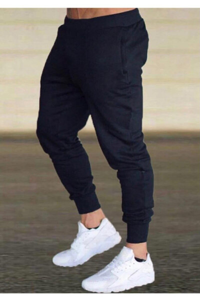 Men's Dark Black Jogger Sweatpants - 5