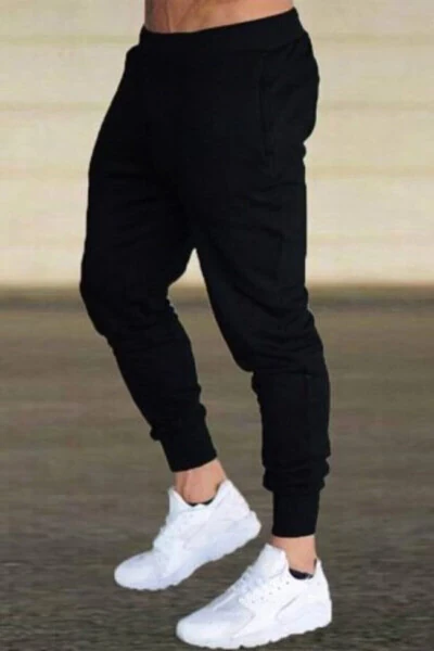 Men's Dark Black Jogger Sweatpants - EMTA