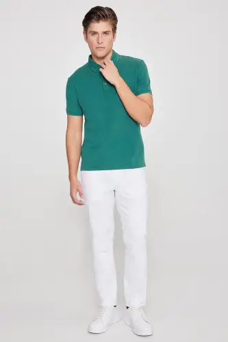 Men's Dark Green 100% Cotton Wrinkle-Resistant Pique Polo Shirt - ALTINYILDIZ CLASSICS (1)