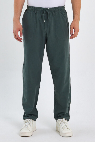 Men's Dark Green Basic Relaxed Fit Jogger Pants - 1