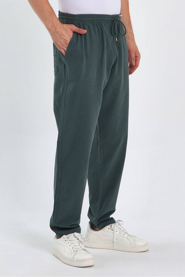 Men's Dark Green Basic Relaxed Fit Jogger Pants - 3