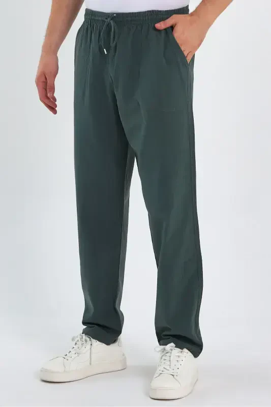 Men's Dark Green Basic Relaxed Fit Jogger Pants - 2