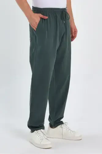 Men's Dark Green Basic Relaxed Fit Jogger Pants-DARK GREEN - COMBİNE MİCHAİL (1)