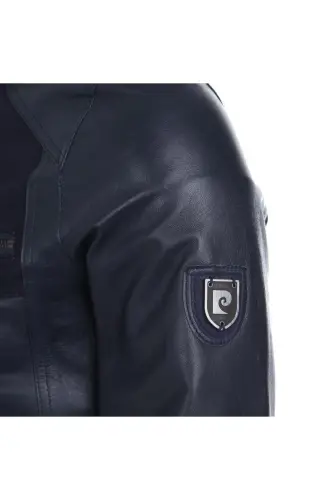 Men's Dark Navy Leather Jacket - 6