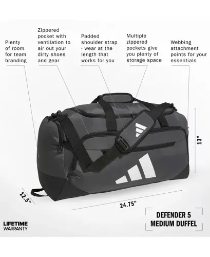 Men's Defender Logo Duffel Bag-Team Dark Grey - 3