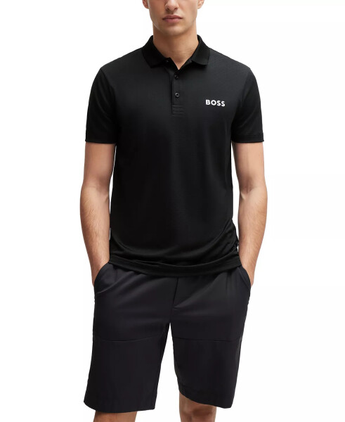 Men's Degrade-Jacquard Polo Shirt Black - 1