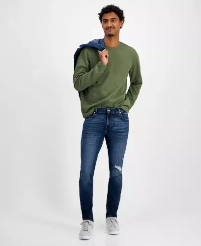 Men's Destroyed Slim Tapered Fit Jeans-Calabasas Wash - 5