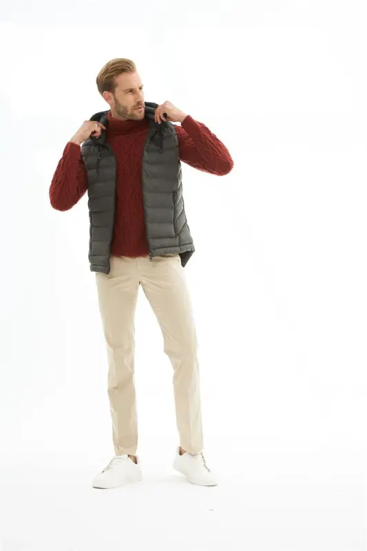 Men's Detachable Hooded Standard Fit Puffer Vest Anthracite-Anthracite - 3