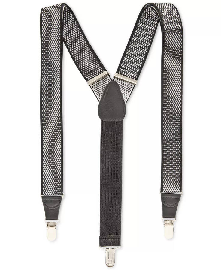 Men's Diamond Print Suspenders, Created for Modazone Black - 2