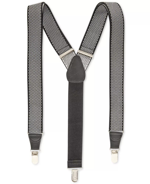 Men's Diamond Print Suspenders, Created for Modazone Black - 1