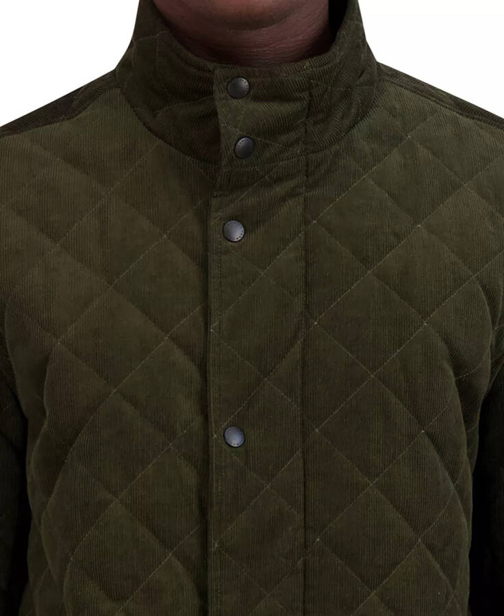 Men's Diamond-Quilted Corduroy Jacket Olive - 3