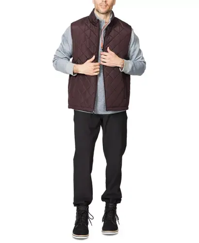 Men's Diamond Quilted Heritage Vest, Created for Modazone - Burgundy - 3