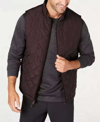 Men's Diamond Quilted Heritage Vest, Created for Modazone - Burgundy 