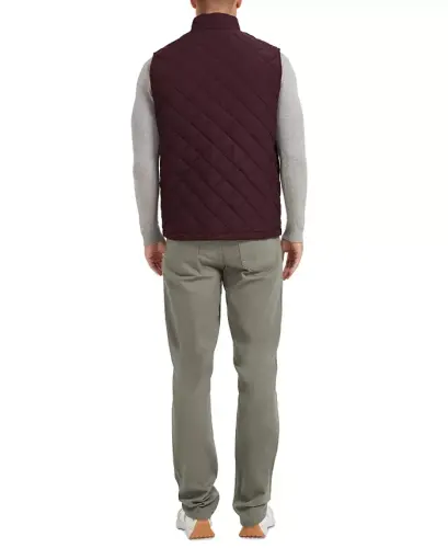 Men's Diamond Quilted Heritage Vest, Created for Modazone - Burgundy - HAWKE & CO. (1)