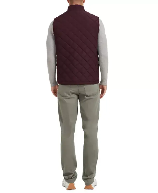 Men's Diamond Quilted Heritage Vest, Created for Modazone - Burgundy - 2