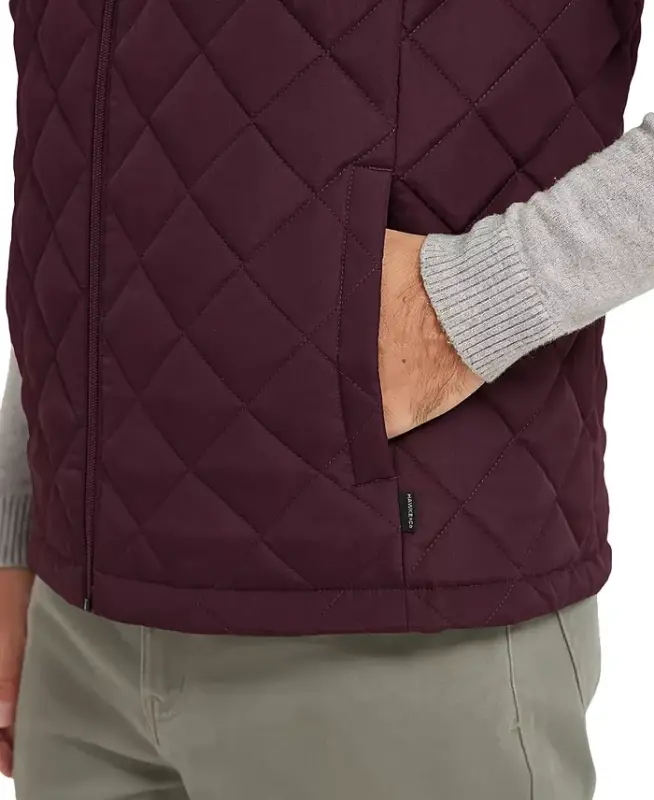 Men's Diamond Quilted Heritage Vest, Created for Modazone - Burgundy - 4