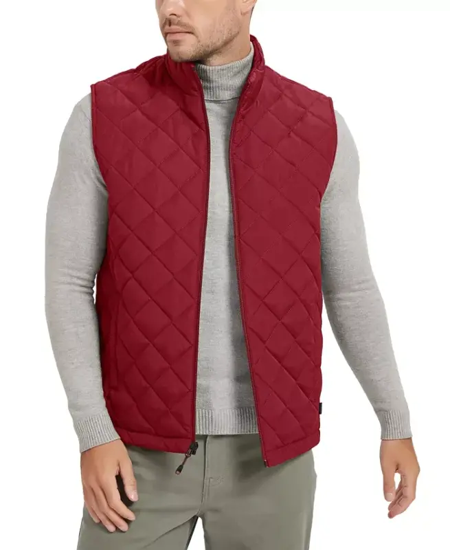 Men's Diamond Quilted Heritage Vest, Created for Modazone - Chilli Pepper - 1