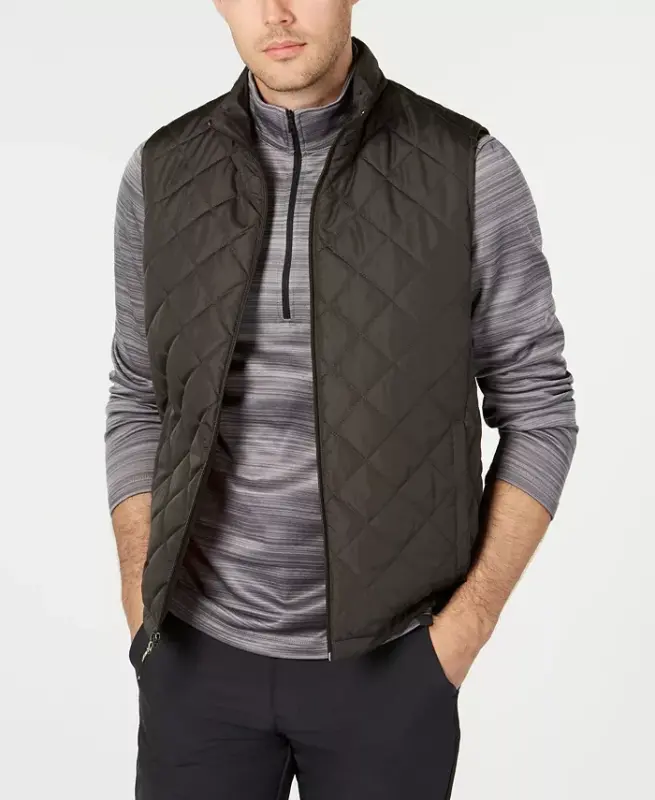Men's Diamond Quilted Heritage Vest, Created for Modazone - Loden - 1