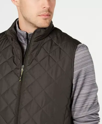 Men's Diamond Quilted Heritage Vest, Created for Modazone - Loden - 3