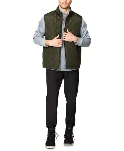Men's Diamond Quilted Heritage Vest, Created for Modazone - Loden - 6