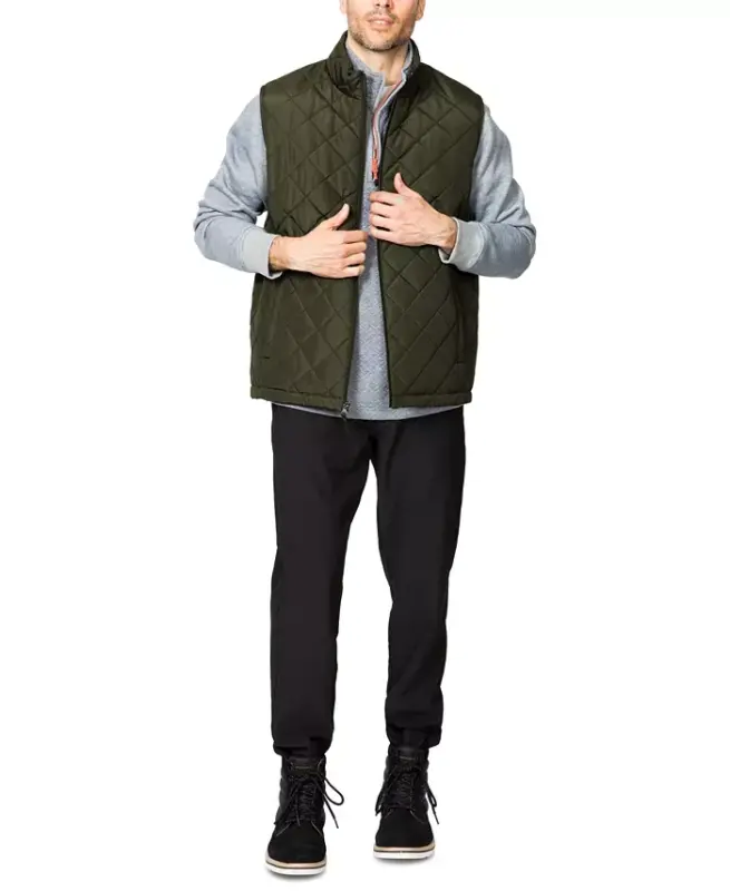 Men's Diamond Quilted Heritage Vest, Created for Modazone - Loden - 6